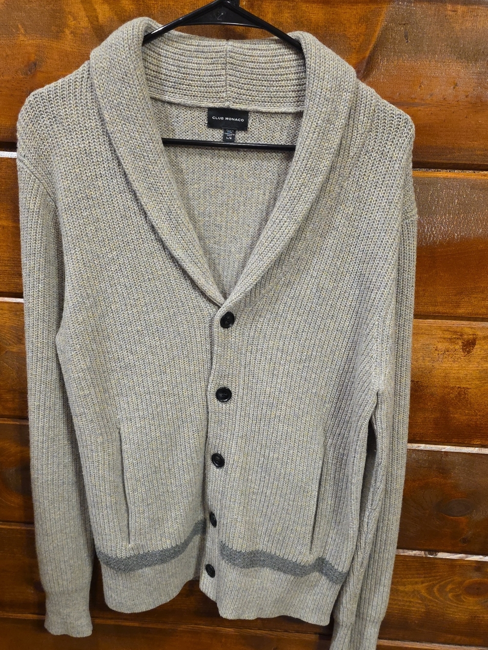 Club Monaco Men's Shawl Collar Cardigan in Heather Gray